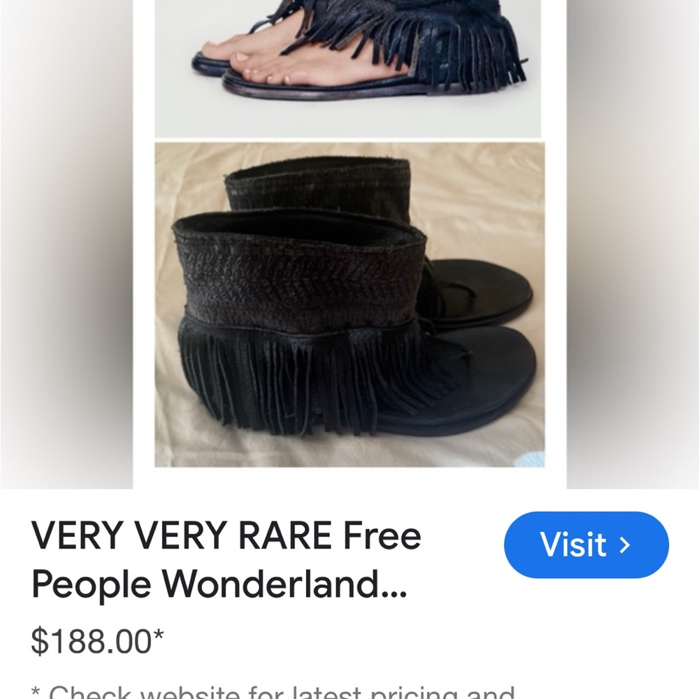Free People Black Fringe Sandals